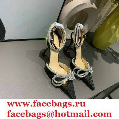Mach  &  Mach 9cm heel Double Bow Crystal-Embellished Glittered Pumps black